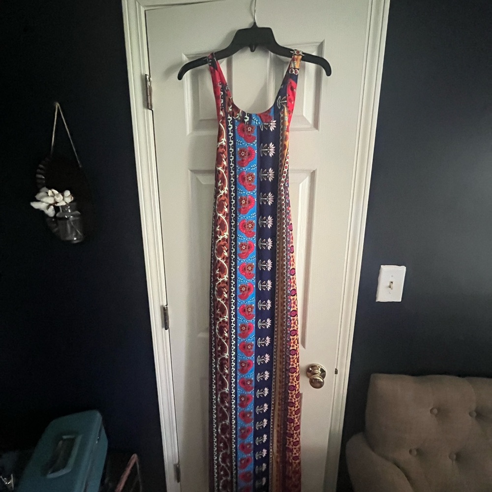 Colorful Maxi Dress with Patterned Stripes